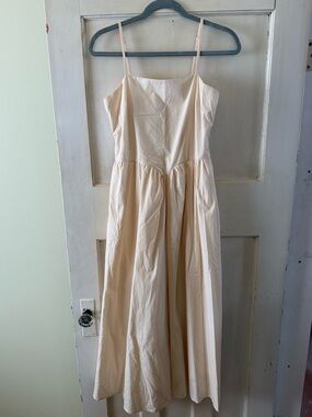 Cream Spaghetti Strap Midi Dress